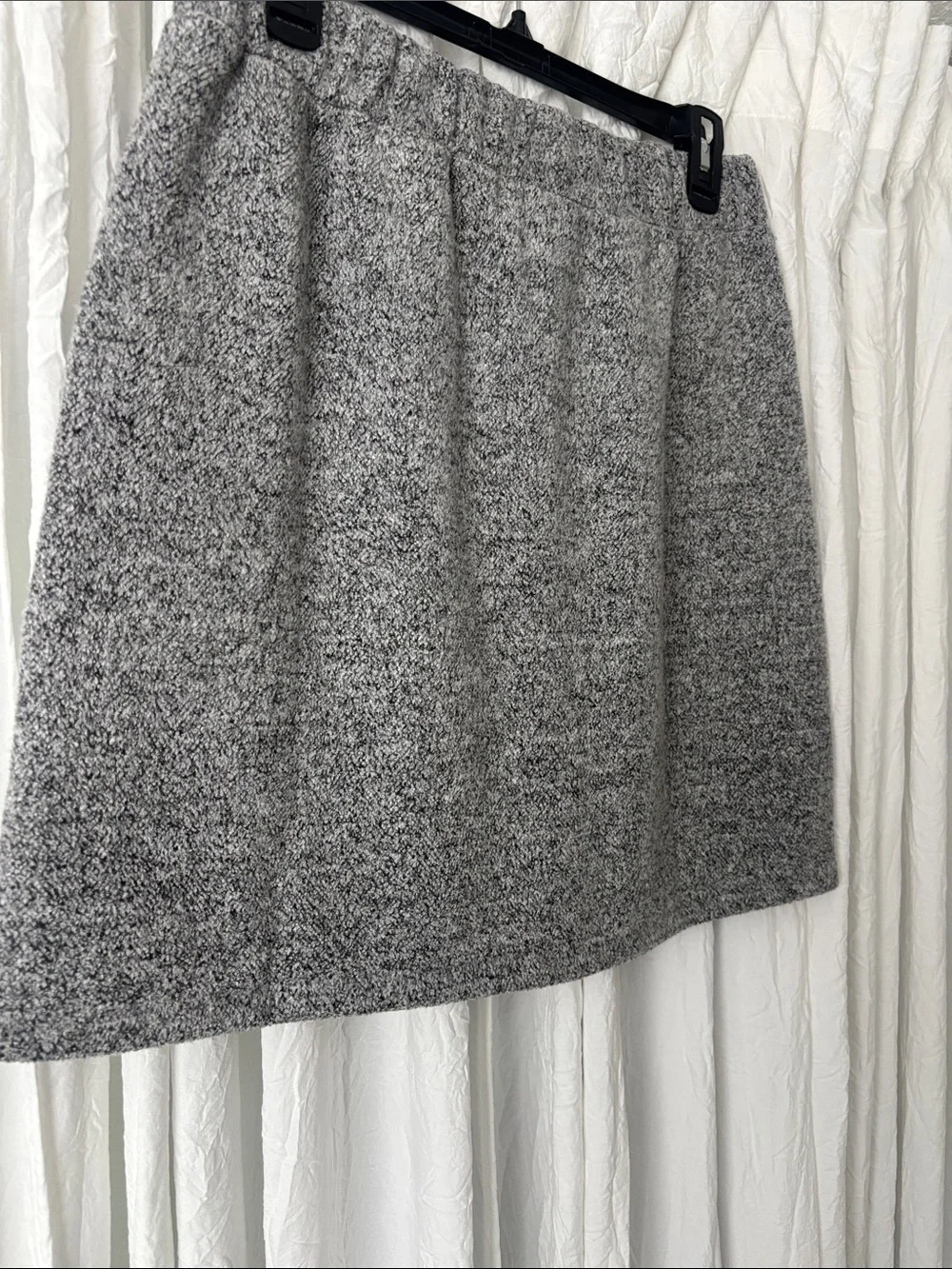 LOFT Gray Marled Knit Drawstring Mini Skirt